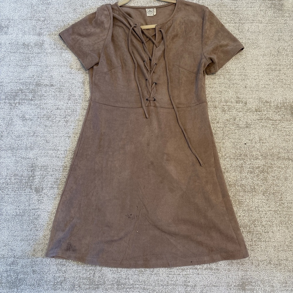 Elegant Brown Suede Dress